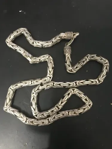 Cordão de prata modelo ponto peruano
