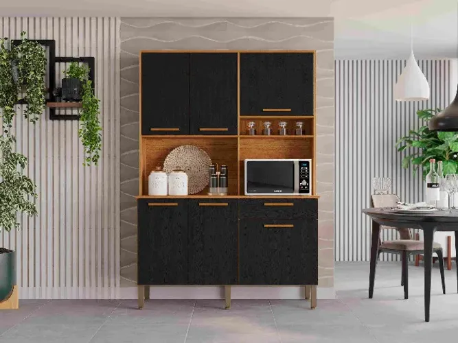 Promoção! Cozinha New Siena Cinamomo.Preto Frete Grátis