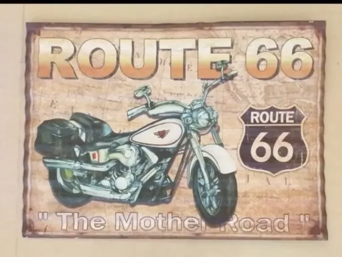 belíssima placa retrô de ferro da moto Haleidaivson route 66.
