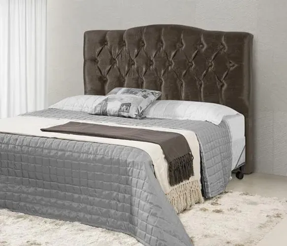 Cabeceira Casal Qebec Veludo Suede Marrom Até 12x - Frete Grátis 