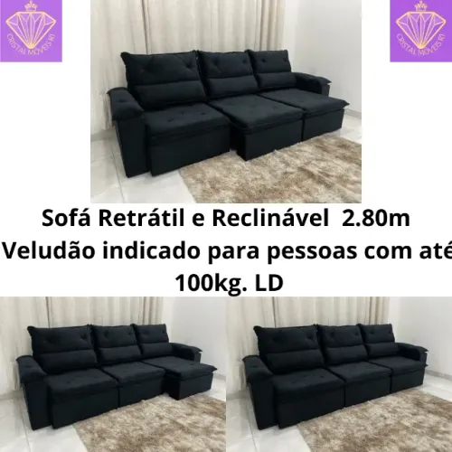 Sofá Retrátil e Reclinável 2.80m Veludão LD