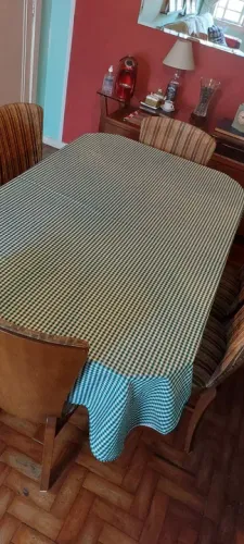 Toalha de mesa de poliéster xadrez verde 140x210