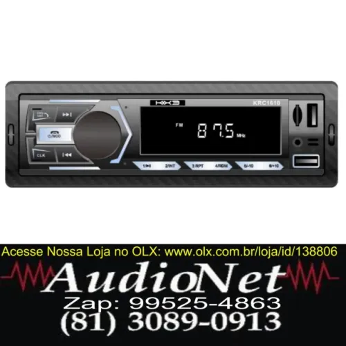 Som Rádio Automotivo Bluetooth, USB, Pen drive MP3