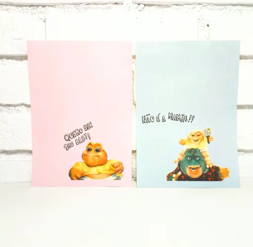2 folhas de papel de carta antigo anos 90 família dinossauros