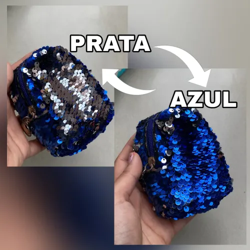 Bolsinha de Moedas Mágica com Lantejoulas - Cor Muda! 