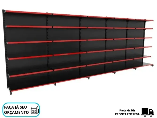 Gondola de Parede Preta Polar com Porta Etiqueta