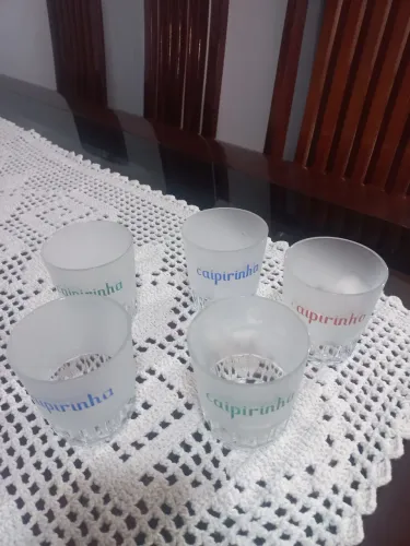 Kit de 5 Copos de Vidro fosco para Caipirinha