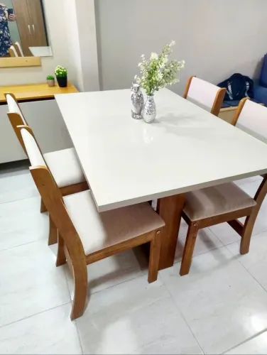 Mesa de Jantar Elegancy C/4 Cadeiras Assento Acolchoado 1,20x80