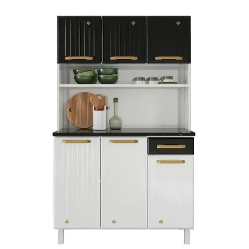 Armário de Cozinha em Aço com 6 Portas e 1 Gaveta