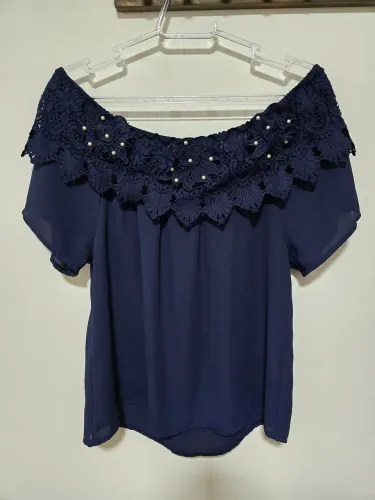 Blusa Azul Marinho ombro a ombro NOVA