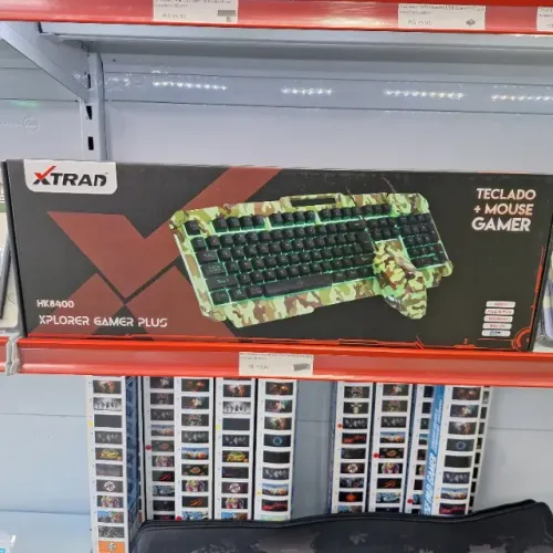 Kit Gamer Teclado e Mouse Camuflado Com Fio USB
