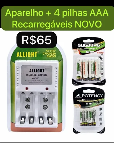 Carregador e pilhas recarregáveis