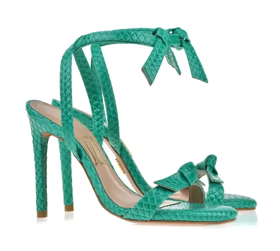 SANDÁLIA SALTO ALTO PYTHON ESMERALDA | UZA SHOES