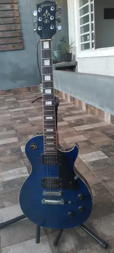 Les Paul Guitarra Elétrica Golden Azul...marcas de uso....muito linda..