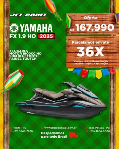 NOVO YAMAHA FX 1900-HO 2025, Com Som PREMIUM, 3 Lugares, TROCO/PARCELO 36x