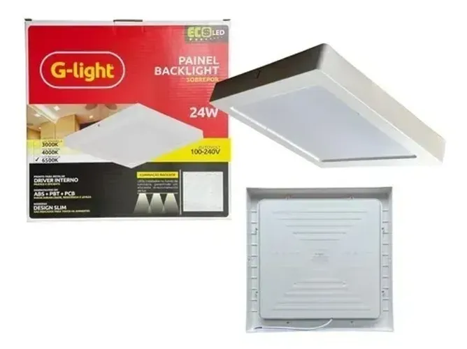 Painel De Led 24w 30cm Sobrepor 6500k Abs Glight Branco