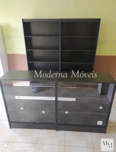 Estantes Prateleiras + 2 Balcões Vitrine - MDF Preto