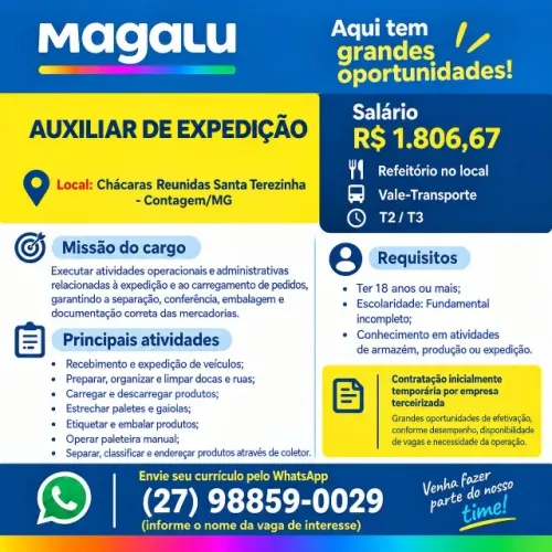 AUXILIAR DE EXPEDIÇÃO - MAGALU