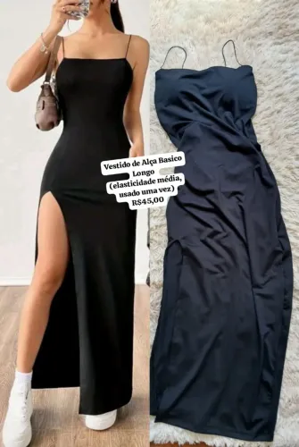 Vestido de alça básico longo