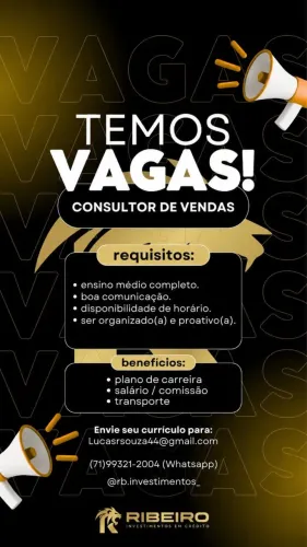 VAGAS DE EMPREGO VENDEDOR