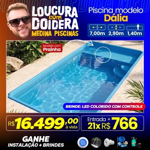 Piscina modelo Dália 7,00m x 2,90m x 1,40m