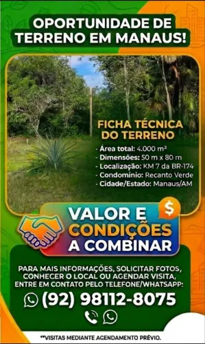 Venda terreno, sítio KM 7 BR174
