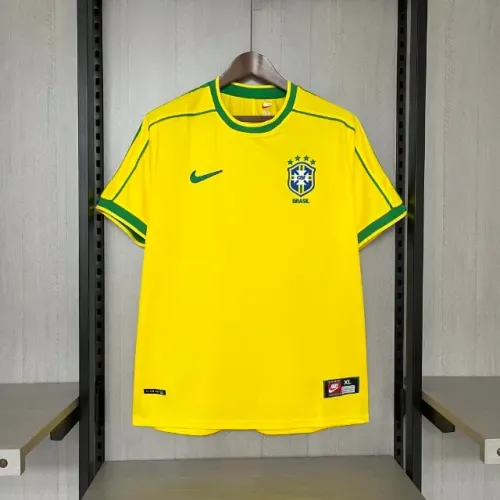 Camisa Retrô Seleção Brasil Copa 1998 Remake - Masculina - Modelo Torcedor - Amarela