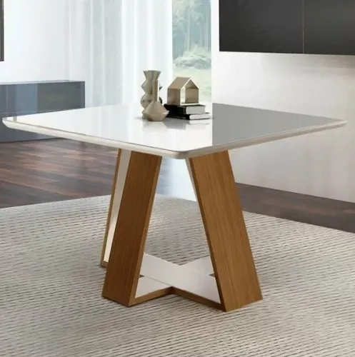 Mesa Grécia Quadrada 90x90cm 4 Lugares Tampo Com Vidro Dividimos Em Até 10x Sem Juros