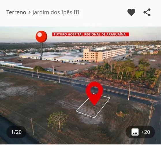 TERRENO À VENDA - JARDIM DOS IPÊS III - ARAGUAÍNA/TO Próximo ao Hospital Regional