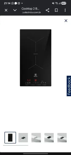 Cooktop 2 Bocas de Indução Electrolux Efficient 2 em 1 com Powerboost (IE3LP)
