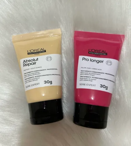 Kit com minis máscaras para os cabelos da Loreal 