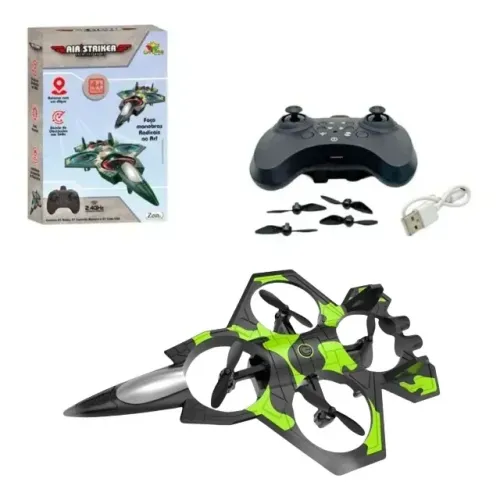 Avião de Controle Remoto Air Striker - Drone Jato Giro 360° (Novo na Caixa)