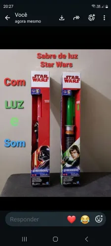 Sabres de Luz Star Wars dos personagens Darth Vader e  Luke Skywalker