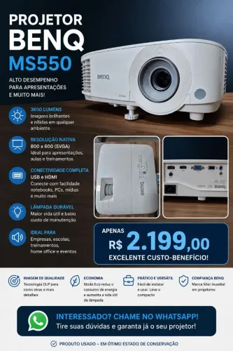 PROJETOR BENQ MS550 - 3600 LUMENS