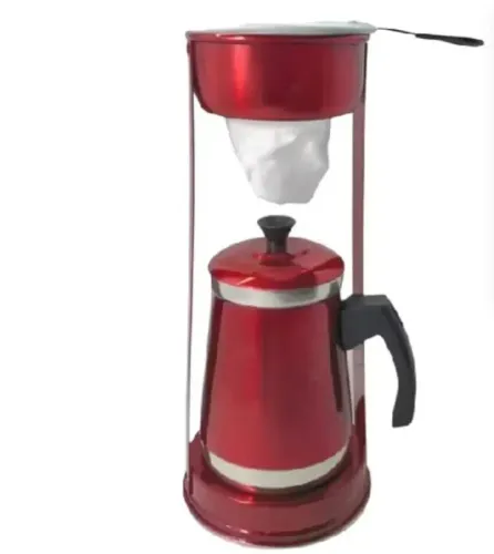 Cafeteira Manual Tradicional Vermelha - Bule + Suporte para Café