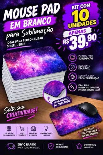 MOUSE PAD PARA SUBLIMAÇÃO - 10 UNIDADES