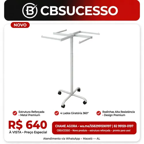 Arara Central 4 Lados Giratória com Rodinhas - R$640 - Maceió - Nova