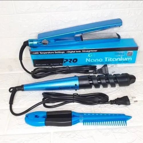 3 EM 1 *CHAPINHA PRANCHA TITANIUM 450°F PROFISSIONAL ÍON - ALISA, FAZ CACHOS E ONDAS