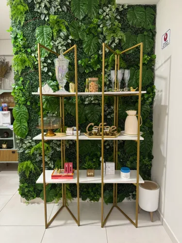 Estante estilo biombo Branco com Dourado 