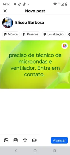 Precisa-se de técnico de ventilador e microondas