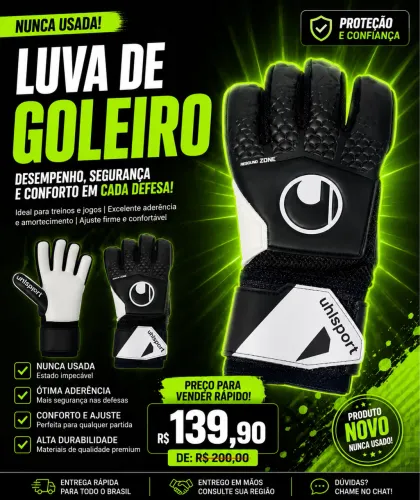 LUVA DE GOLEIRO UHLSPORT - NOVA, NUNCA USADA!