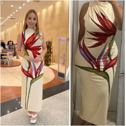 vestido farm midi estrelicia off white m