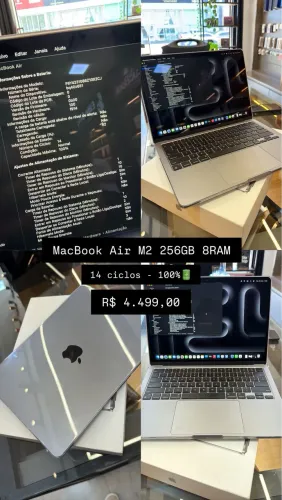 MacBook Air m2 256GB 8RAM 100% 14 ciclos
