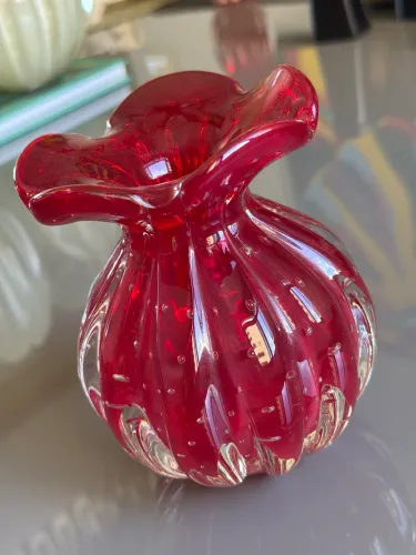Vaso Trouxinha Cristal Murano São Marcos vermelho 