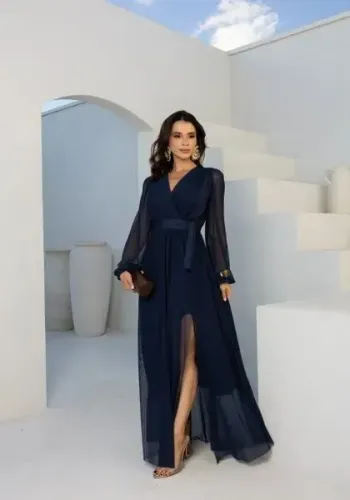 Vestido Longo Festa Azul Marinho