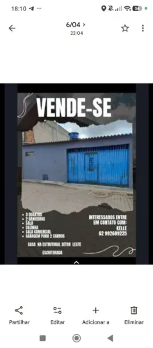 Vendo casa 3 Quartos , na estrutural ..setor leste , próximo setor oficina com escritura.