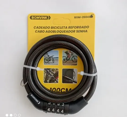 Cadeado de Bicicleta Reforçado C/ Bloqueador a Senha - Entrega Grátis - Entrega Grátis
