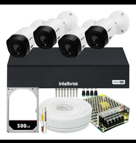 Instalação de Kit 4 câmeras segurança Ahd e Dvr 8 canais Intelbras c/hd