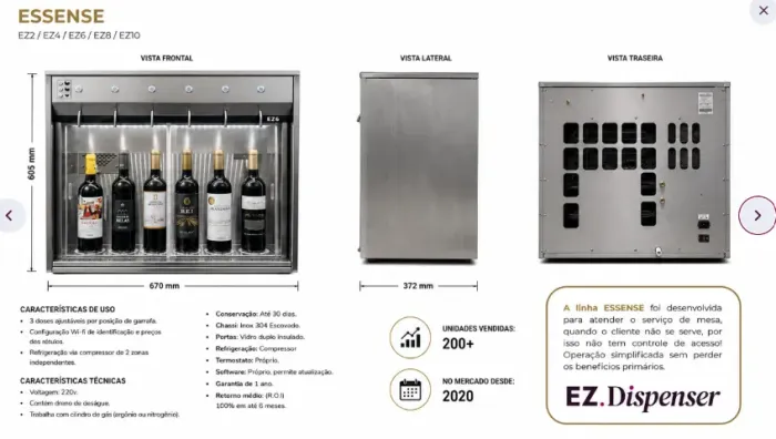 Dispenser de Vinho EZ.Dispenser Essense EZ6 - Inox (Seminovo)