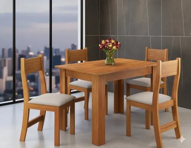 Mesa de jantar siena com 4 cadeiras produto novo
